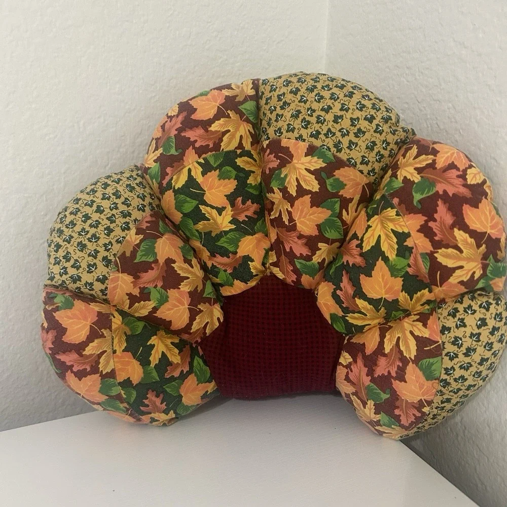 TWO Vintage Thanksgiving Patchwork Quilt Turkey Plush Centerpiece Folk Art